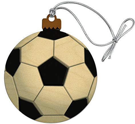 GRAPHICS & MORE Weihnachtsbaum-Dekoration Weihnachtsschmuck aus Holz mit Fußball-Motiv
