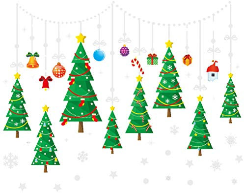 BESTOYARD Weihnachten Fensterbild Weinachtsbaum Selbstklebend Weihnachten Aufkleber Statisch Haftende PVC-Sticker Fenster Wand Deko