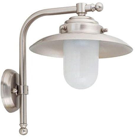 Licht-Erlebnisse Wandleuchte Außen Laterne aus Messing in Nickel IP64 rostfrei Maritime Hoflampe Haustür Balkon Haus