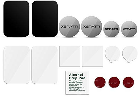 Xeratti 16 Piece Metal Plate Phone Accessories Pack, Premium Ultra Thin Metal Plates for Magnetic Phone Mounts, Car Phone Holders (Silver)