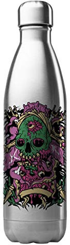 Bouteille Gourde - Performance isotherme - acier inox - 500 ml - Illustration Tête de mort sull - France (N°8)