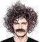Vokuhila Proleten Perücke mit Bart und Haarnetz; 70er & 80er Jahre-Look für Halloween, Karneval, Fasching und jede andere Party; schwarze Locken, Rockstar-Perücke mit Schnurrbart one size