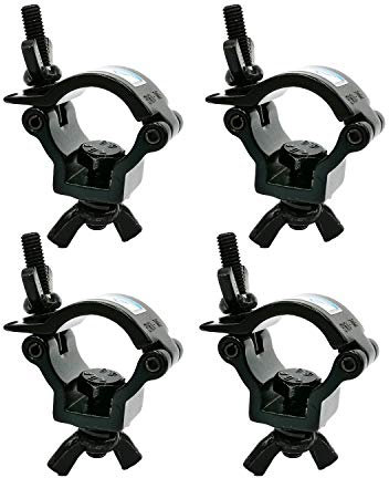 Mini Stage Light Clamp 18-21mm 0.70”-0.82” OD Tubing/Pipe Aluminum Mounting Truss Clamps Max Heavy Duty Load 22lbs Black 4 Pack