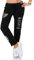 xy Damen Italien Hose Leinen Jogpants Mix Baggy Boyfriend Fetzen Pailletten 36-40 One Size (schwarz)