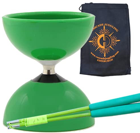 Juggle Dream Karussell Lager Diabolo und Faserstäbchen mit Tasche – Lager Diablo Set für Kinder (grün)