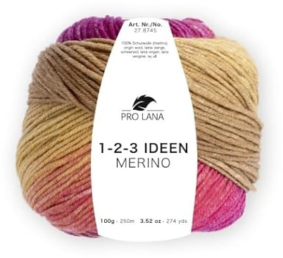Pro Lana 1-2-3 Ideen Merino 08 - curry/pink/dunkelbraun