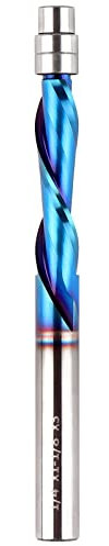 Downcut Spiral Flush Trim Router Bit, 1/4 Inch Shank Solid Carbide Flush Trim Router Bits Spiral with Nano Coated by EANOSIC (1/4 Shank Down-Cut)