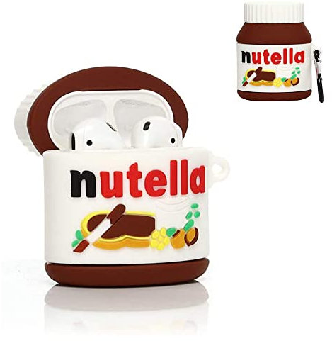 Shamoparty 3D Airpods 1&2 Schutzhülle, Zierhülle für Airpods Box, Kompatibel mit Apple Airpods 1&2, Silikon Hülle Airpods, Airpods 1&2 Hülle Lustig (Schokoladenaufstrich)