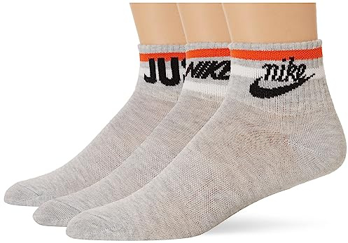 Nike DX5080-050 Everyday Essential Socks Unisex Adult GREY HEATHER/BLACK/WHITE/ORANGE Size XL