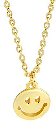WLLLTY Halskette Mode Neue Art Damen 925 Silber Damen Halskette Einfache Smiley Halskette Schmuck Geschenk
