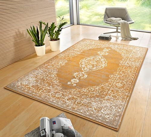 Hanse Home Gloria Orient Teppich 120x170cm – Wohzimmerteppich Mehrfarbig Vintage Teppich Orientalisches Muster für Flur, Esszimmer, Schlafzimmer, Kinderzimmer, Wohnzimmer, Küche – Mustard