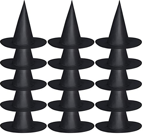 jerbro 12er Hexenhut Schwarzer faltbarer Zauberhut für Halloween Kostümpartys Karnevalshut Hexenkostüme Party Hüte Kostüm Zubehör Cosplay
