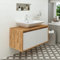 ROOMART • Mobili da bagno • Atlantic • Lavabo in ceramica con mobiletto da 65 cm, 85 cm, 100 cm, colore bianco – rovere antracite • bianco (rovere bianco, 100 cm)