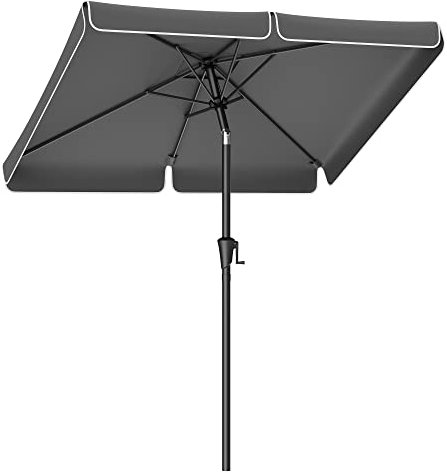 SONGMICS Sombrilla rectangular para balcón, 200 x 150 cm, protección solar UPF 50+, doble cara 30°, para jardín, terraza, sin soporte, gris GPU048G01