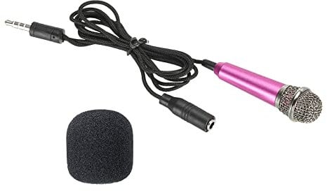 PATIKIL Mini Microphone Portable Vocal Microphone Rose Red for Voice Recording and Singing Pack of 1
