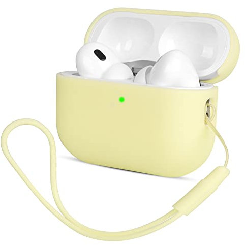 Mocarheri Kompatibel mit Airpods Pro 2 Generation Hülle 2022, Ultra-dünnes, Silikon Stoßfeste Weiches Schutzhülle für Airpods Pro 2, Voller Schutz für Airpods Pro 2 Case Cover (Gelb)