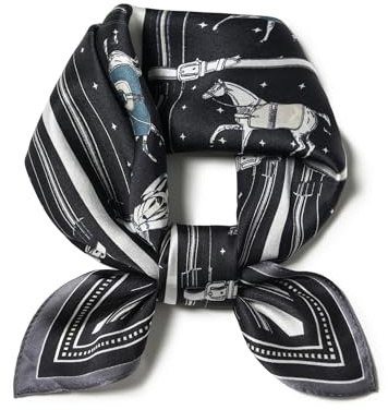 SHIROUYU Damen Seidenschals, Schwarzes Pferd, 53 * 53CM