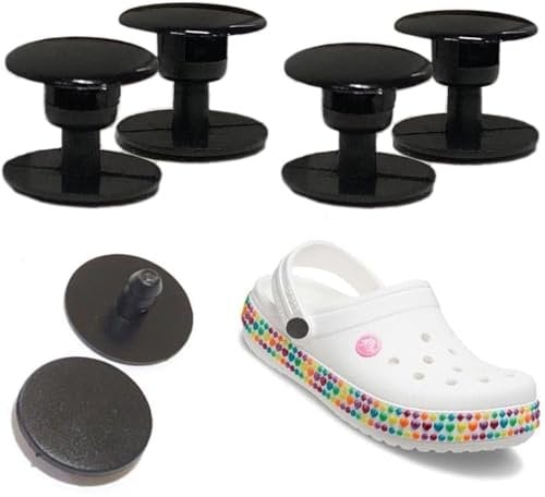 Rivets Button 4 Sets Repair Replacement Parts for Clog Shoe Strap Repair (16mm) Black Rivets, Hole Plastic Push in Rivets Fastener 8pcs Replacement Rivets