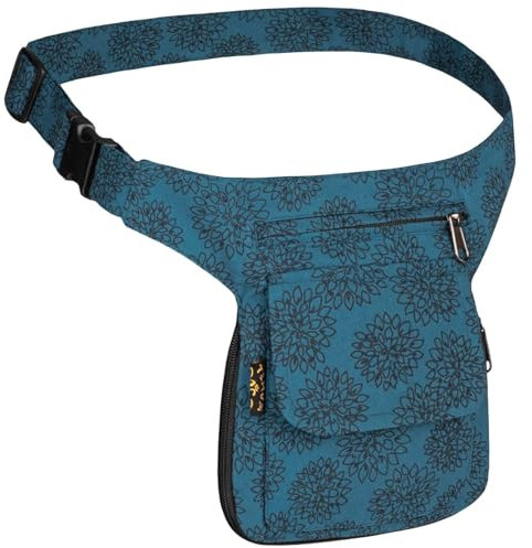 Kunst und Magie Hüfttasche Bauchtasche Gürteltasche Bauchgurt Festivaltasche Gassi-Tasche Goa, Farbe:Petrol