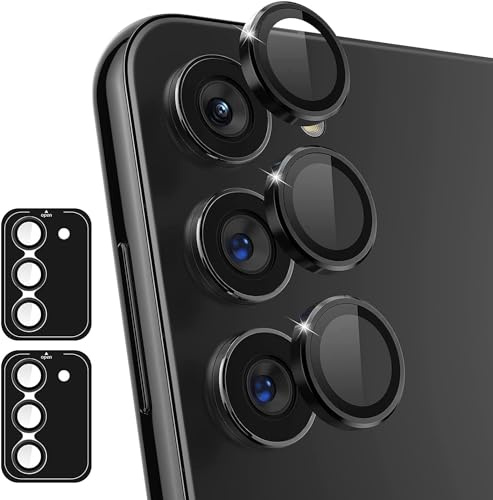 Zeking (2 Set) for Samsung Galaxy S23 FE Camera Lens Protector, Scratch-Resistant HD Clarity Ultra-Thin 9H Tempered Glass with Aluminum Edging, Individual Metal Lens Cover (Black)