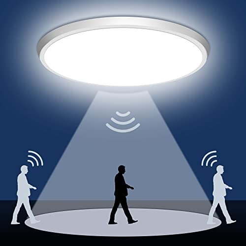 DODOPEN LED Deckenleuchte mit Bewegungsmelder Flach Rund Lampe mit Bewegungsmelder innen 24W 5000K Deckenlampe Radar Bewegungssensor Wandleuchte Wandlampe für Balkon Keller Flur Garage 29cm