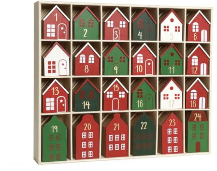 PE Weihnachten Adventskalender Holz zum Befüllen 24 Schubladen von Kleinen Geschenken, Wiederverwendbare Weihnachten Countdown Adventskalender Weihnachtliche Dekoration