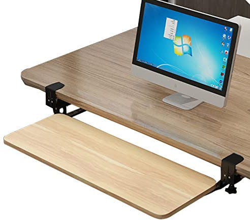 Large Keyboard Tray Clamping Retrofit Keyboard Slider - Height Adjustable with Stands - Shockproof Keyboard Shelf Mouse Platform for Home/Office/School/Typing/Gaming