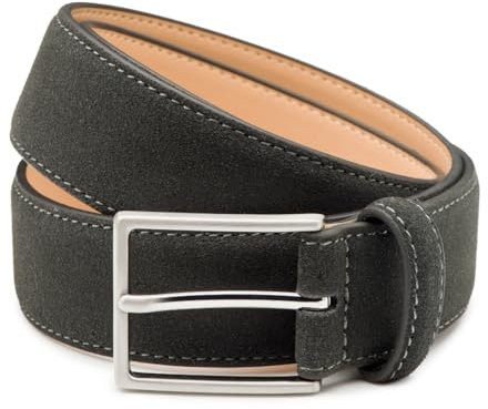 Riemen & Co Herrengürtel Bobby - Wildleder - Grau - Breite: 3,5 cm - 105 cm
