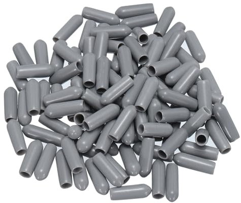 QUARKZMAN 100uds Goma Extremo Tapas 4mm ID Vinilo PVC Redondo Tubo Perno Tapa Cubierta Tornillo Rosca Protectores Gris