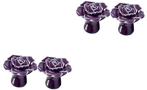 jojofuny Rose Shaped Ceramic Cabinet Knobs Pull Handles for Kitchen Cupboard Drawer Wardrobe Includes Metal Screws 4 Pieces