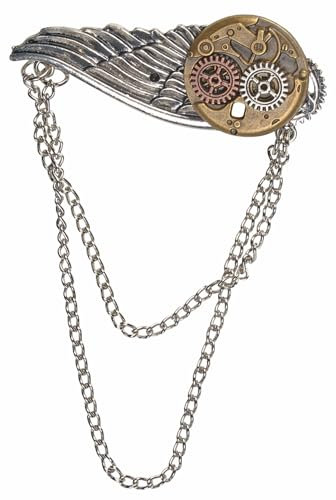 Broche ailes pour costume steampunk - Bronze - 414014, plastique, métal