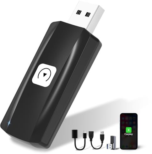 MSXTTLY Adaptador Carplay Inalámbrico, 2024 U2C Dongle Carplay Inalámbrico Compatible con Autos 2017-2024 con OEM Carplay y iOS 10+, Negro