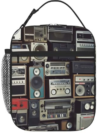 Lunchtasche für Damen und Herren, Vintage, Wand-of-Radio, Boombox, isolierte Lunchbox, wiederverwendbar, auslaufsicher, Lunchtasche, Kühltasche
