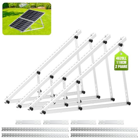 Support de panneau solaire pour centrale électrique de balcon de 200 à 500 W - Angle réglable de 0 à 90 ° - Support pour panneau solaire - Support de panneau solaire réglable de 118 cm
