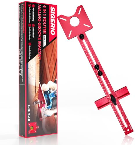 Sigerio 4 in 1 Frässchablonen für Oberfräse, Oberfräser-Fräsnut-Halterung, Radius Jig Router Templates, für Handkantentrimmer, Graviermaschine, Holzbearbeitungswerkzeug, Schrank-Hardware-Vorrichtung
