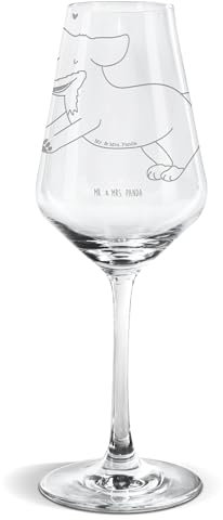 Mr. & Mrs. Panda Weißwein Glas Hund Dackel - Geschenk, Geschenk für Weinliebhaber, Dachshund, Tierliebhaber, Hochwertige Weinaccessoires, Weinglas