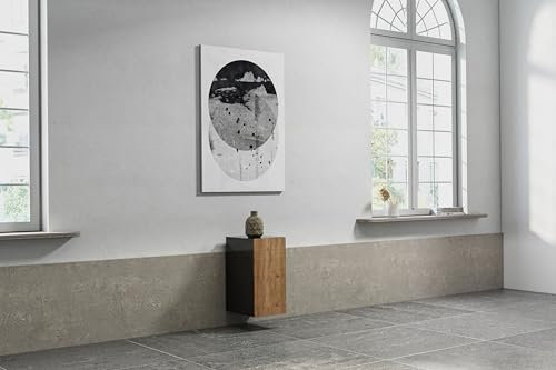 Wuun® Somero Sideboard Highboard SDF5 / 30cm B:(1x30) H:60cm T:40cm I Schwarz-Matt/Eiche Lamellen