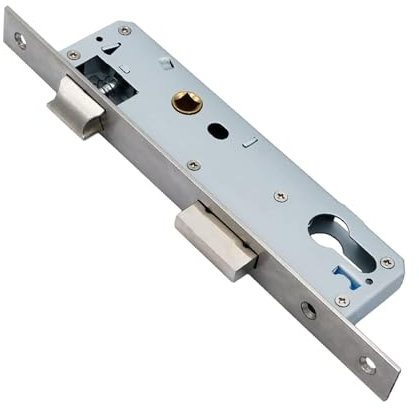 Serrure de porte, serrure à mortaise en acier inoxydable, serrure à mortaise, portes encadrées, axe de verrouillage de 85 mm, serrure à cadre tubulaire de 35 mm, pêne réversible multiple (92 x 35 mm)(