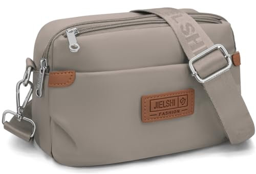 REETEE Umhängetasche Damen Wasserdicht Nylon Kleine Handtasche Damen mit Vielen Fächern Crossbody Bags Handytasche zum Umhängen Klein Schultertaschen mit Verstellbar Abnehmbar Breiter Gurt (grau)