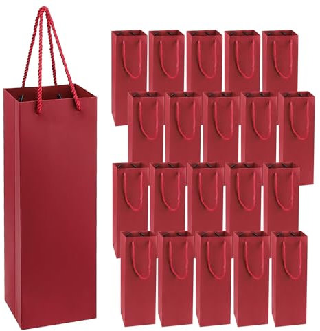 Lauviomify Pochette Cadeau Bouteille,20 PCS Pochettes Sacs Cadeaux de Bouteilles de Vin en Papier Kraft, Cadeaux pour Vin avec Poignées, pour Noël, Fêtes, Anniversaires, Mariages Papier Kraft