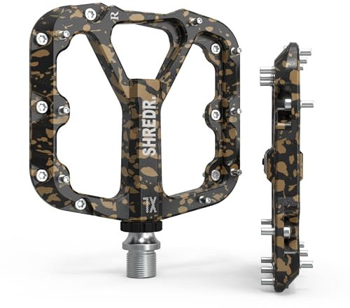 Shredr. Flat Pedale für MTB | Superleichte Flatpedals fürs Mountainbike | In 2 Größen | Nur 320 Gramm | Special Edition Colors (Bronze/schwarz, XL)