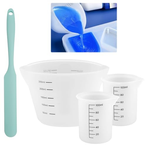 Mesurer en Silicone avec Gradué, 100ml/250ml Tasses à | Verre Doseur Silicone, Gobelet Doseur en Résine époxy, Resine Epoxy Gobelet Doseur pour Moules Coulée, Bricolage, Laboratoire
