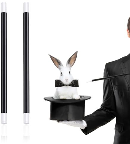 SGERUFZ 2 Bacchetta Magica in Plastica Nera e Bianca Design Classico Mago per Travestimento Adulti Accessori per Mago Magico Spettacolo Feste (24.5 * 1.2cm)