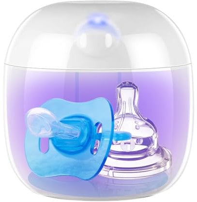 Sterilizzatore Portatile Dummy, Mini Box Sterilizzante UV-C, Sterilizzazione al 99,99% in 3 Minuti, Ricaricabile USB-C, Sterilizzatore Compatto per Ciucci, Tettarelle e Altri Accessori per Bebè