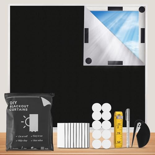 250x145cm Blackout Blinds Large 100% Blackout Material Easy to Stick On Portable Blackout Blind No Drill Fits Any Size Shape for Home Office Bedroom Loft Travel Car