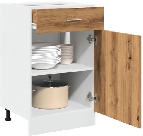 Myheimly Schubunterschrank Artisan-Eiche 50x46x81,5 cm Holzwerkstoff Küchenschrank Küchenzeile Küchenmöbel Unterschrank Küchenunterschrank Schrank