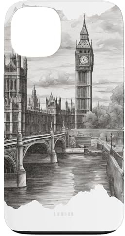 Big Ben London UK England Vintage Malerei Retro Zeichnung Hülle für iPhone 13