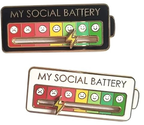LGBT My Social Battery Pin Brosche für soziale Batterie my social battery Social Mood Brosche Pin für Soziale Stimmung für 7 Tage für Rucksäcke Jacken und Hüte (2STK)