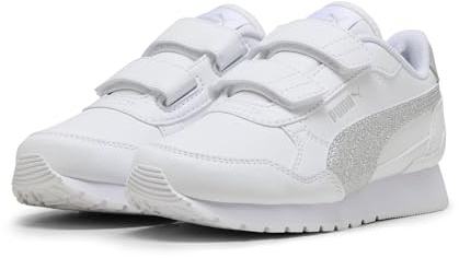 PUMA Mädchen ST Runner v4 Glitter Sneakers 29, White Silver Cool Light Gray Metallic