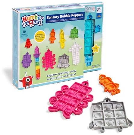 Learning Resources Numberblocks Blasen-Popper, 10 Popper mit Schlüsselanhänger, Sensorisches und Anti-Stress-Spielzeug, Zahlen und Zählen Lernen, Geschenk für Jungen und Mädchen ab 3 4 5+ Jahren | Fidget, Pop and Learn, Bubble Popper Activities Build Counting Skills And Fine Motor Development
